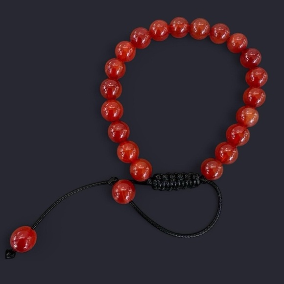 Carnelian Agate Adjustable Gemstone Bead Bracelet 8mm - Picture 1 of 5
